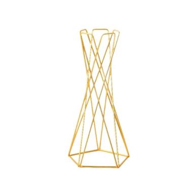 Imagem de Fenteer Suporte para plantas aéreas, suporte para flores de casamento, vaso de flores, de metal para comemoração, chá de panela, decoração de mesa de noivado, Ouro