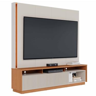 Imagem de Estante Painel TV 75 Pol Com LED 200cm Mafra Freijó/Off White C05 - Mpozenato