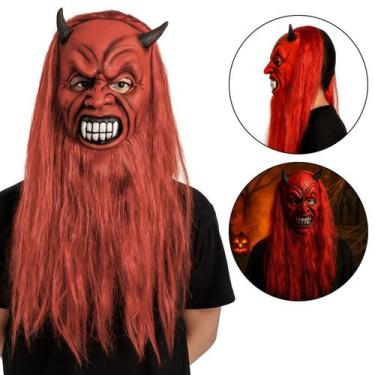Imagem de Máscara de Látex Demônio Diabo Terror Halloween Vermelho - Extra Festa