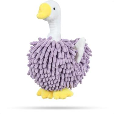 Imagem de Adorável toalha de mão em forma de cisne com laço para pendurar, toalha com tema animal de banheiro para crianças, toalha de mão de microfibra super absorvente, perfeita para cozinha, banheiro e áreas