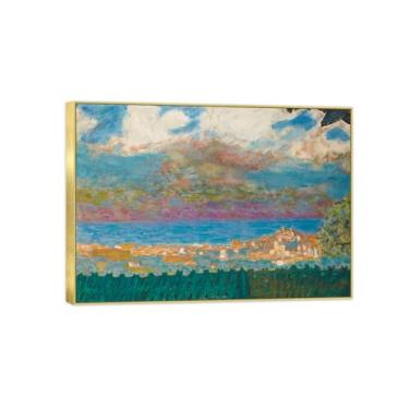 Imagem de BMZFYBS Impressão em tela famosa pintura - paisagem paisagem paisagem nº 4 pôster moldura dourada para decoração de casa 70 x 100 cm 27 x 39 pol