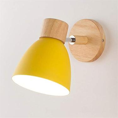 Imagem de Luminária de parede moderna de madeira, luminária de parede interna E27, luminária de cabeceira giratória para quarto, sala de leitura, luminária de parede criativa, simples e nórdica de fer
