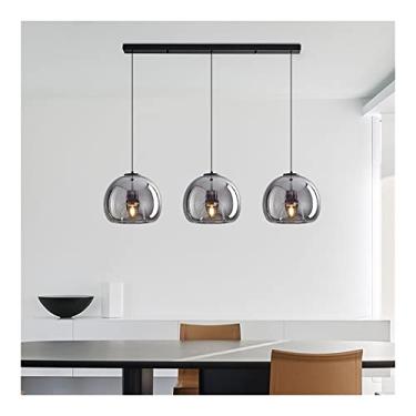 Imagem de Lustre moderno Lustre moderno de bola de vidro simples, personalidade minimalista globo abajur luminária pendente, luminária de teto suspensa para sala de estar quarto cabeceira bar (A, 3 lâ