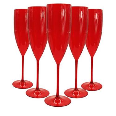Imagem de Kit 6 Taças de Champanhe Acrílico 160ml - Cristal & Colorido Elegância