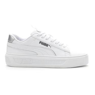 Imagem de PUMA Tênis feminino Smash Platform V3, Puma Branco/Prata, 9