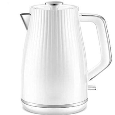 Imagem de Chaleira elétrica de aço inoxidável 1,5 L, portátil, para viagem, cozinha, fervura (branca), isolamento duplo e design antiqueimadura