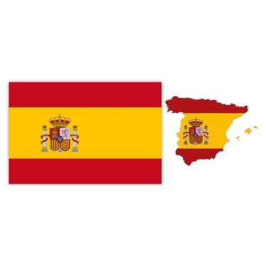 Imagem de (Conjunto de 2) Adesivo patriótico para para-choque com bandeira e mapa da Espanha UV DTF decalque símbolo do orgulho espanhol design para janela de carro, laptop, garrafa de água, mala de viagem