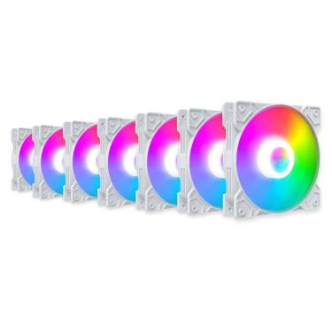 Imagem de Kit 7 Cooler Fan Snaker Shadow ARGB 120mm Silencioso Branco