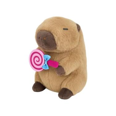 Imagem de Pelúcia Capivara 25cm com Acessórios – Antialérgico, Lavável, Com Zíper e Som (PIRULITO ROSA)