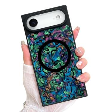 Imagem de AIGOMARA Capa retangular magnética para iPhone Air, compatível com Magsafe Luxury Sparkle Opalescent Pearl para mulheres e meninas, capa protetora de telefone com glitter brilhante com protetor de