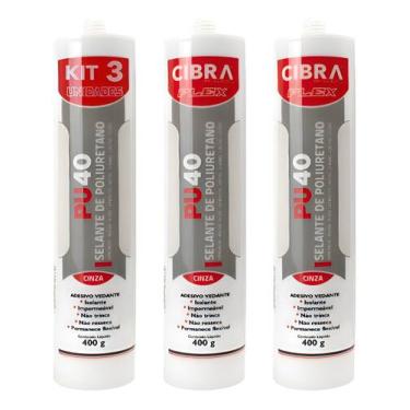 Imagem de Kit 3 Selantes Pu40 Poliuretano Cibra 400g Cinza