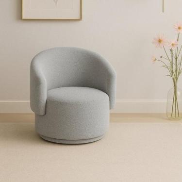 Imagem de Poltrona Orgânica Bouclé Redonda para Sala Quarto Recepção Confortável