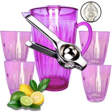 Imagem de Kit Conjunto Jarra + 04 Copos + Espremedor Limão Moderno - Micromax