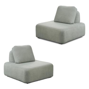 Imagem de KIt 2 Poltronas Decorativas Santiago Sala de Estar Pés em Madeira Bouclê Cinza G89 - Gran Belo