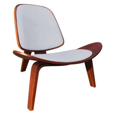 Imagem de Poltrona Decorativa Base de Madeira Shell Sintético Cinza P01 - D'Rossi