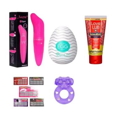 Imagem de Kit Vibrador + Lubrificante + Anel Peniano + Masturbado Ovo + Vibrador Bullet + Raspadinha SEXY SHOP