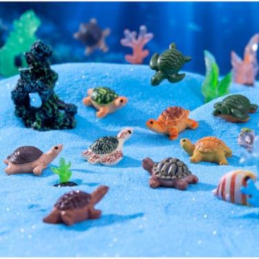 Imagem de MAOMIA 8 Pcs Resin Beach Sea Turtle Miniature Figurine, Fish Tank Decoration Fairy Garden Dollhouse Landscape Decor Ornament