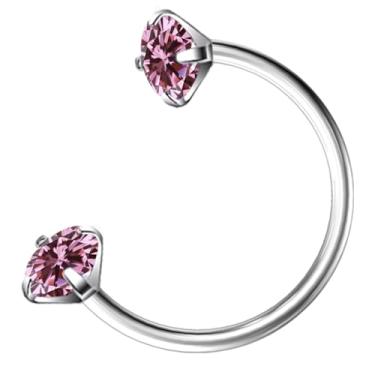Imagem de Hoeudjo 20G 18G Anel de nariz em ferradura G23 titânio para sapato de cavalo anéis de nariz para mulheres internamente rosqueado duplo piercing de nariz anel de joia tamanho 8 mm, Metal, Zircônia