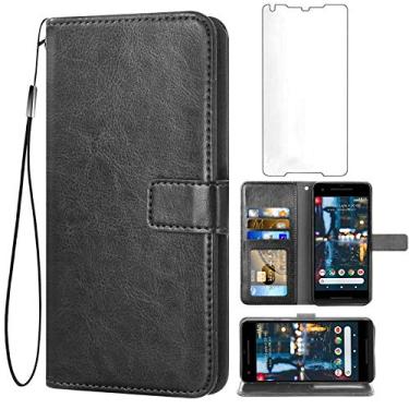 Imagem de Asuwish Compatível com Google Pixel 2XL Capa carteira de vidro temperado protetor de tela de couro com suporte para cartão acessórios de celular capas para celular Pixle 2 XL Pixel2XL Pixel2 LX