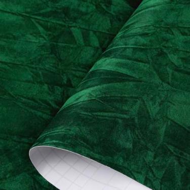 Imagem de Decotalk Papel de parede de feltro verde de 0,6 m x 3 m, papel de parede de feltro adesivo, papel de parede de veludo, papel de parede de veludo verde, descasque e cole forro de gaveta de feltro papel