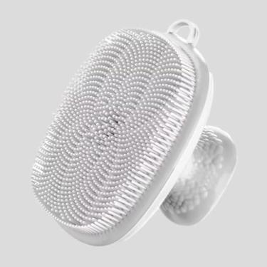 Imagem de Escova de limpeza facial branca, esfregão de silicone macio para esfoliação suave e cuidados com a pele