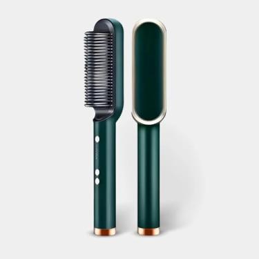 Imagem de Escova Alisadora Elétrica Profissional 5 em 1, Verde, Cerâmica, 28cm, Controle de Temperatura 80-200°C, Display LED, Bivolt Automático (verde)