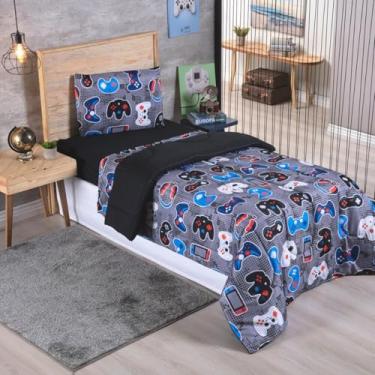 Imagem de Edredom Solteiro Infantil Dupla Face Estampado Digital Fofinho Macio Avulso Micropecal 200 Fios (Play Game)