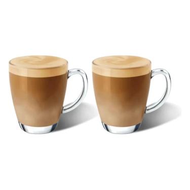 Imagem de 2X Kit 2 Canecas Transparentes 350Ml Para Café Chá Cappucino