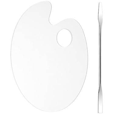 Imagem de 1 conjunto de base de placa de mistura de maquiagem acrílica, paleta de mistura de cosméticos com espátulas