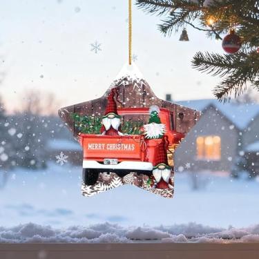 Imagem de Placas e placas decorativas de acrílico colorido, decoração de árvore de Natal, enfeite festivo para pendurar em casa e cozinha, 7,5 cm (estrela de cinco pontas)