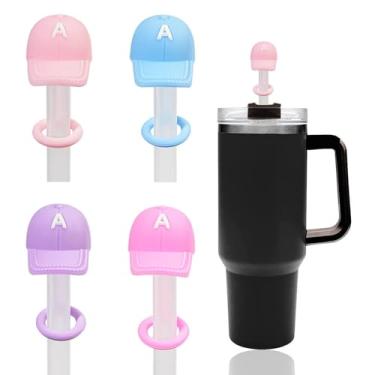 Imagem de 4 peças de tampas fofas de canudo compatíveis com copos Stanley de 30 e 1,134 g, protetores de tampas de silicone reutilizáveis para canudos StanleyCups de 10 mm Acessórios