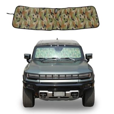 Imagem de Para-sol de carro para para-brisa compatível com 2022 2023 2024 2025 Hummer EV acessórios SUV/caminhonete dianteiro para-brisa viseira de vidro protetor solar dobrável bloqueio de isolamento térmico