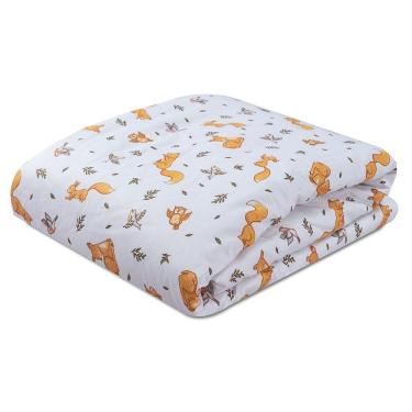 Imagem de Edredom Dupla Face Para Berço Percal 200 Fios 100% Algodão 1 Peça - Raposinha