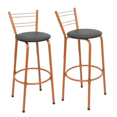 Imagem de Kit 2 Banquetas Alta Para Balcão Bancada Bistrô Cozinha Gourmet Lazer Exclusivas Estrutura Cobre