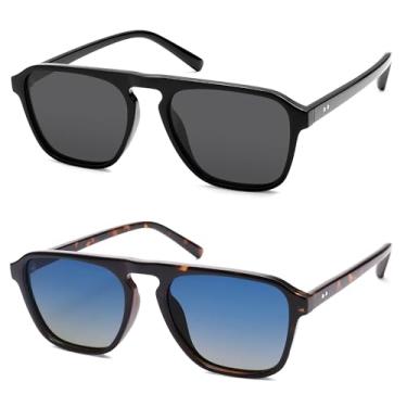 Imagem de Óculos de sol aviador para mulheres e homens, Preto/cinza + tartaruga/azul