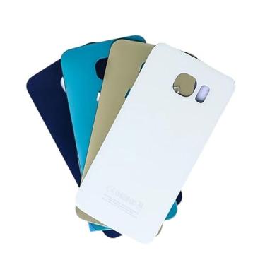 Imagem de SHOWGOOD para Samsung Galaxy S6 Edge S6 Edge Plus G920 G925 G928 painel de vidro capa traseira de bateria para S6 capa de substituição adesiva para porta traseira (S6Edge Plus azul escuro)