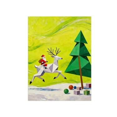 Imagem de Natal Quadro em tela-Homem abstrato veado branco-Imagem moderna decoração casa-Pôster impressões para sala estar 60x80cm24x31in Sem Moldura