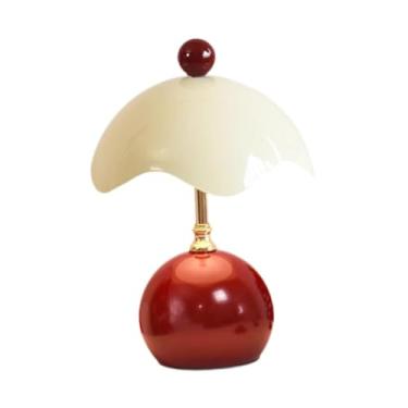 Imagem de Ｂｅｓｇａ Abajur de mesa em formato de de ovo, luminária de mesa LED estilo nórdico, luminária de cabeceira, luz noturna para casamentos, quarto infantil, Vermelho