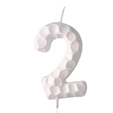 Imagem de Vela de aniversário com número de golfe, vela branca com tema esportivo para tema de golfe, decoração de festa de aniversário, tema esportivo, suprimentos de celebração, textura 3D verdadeira, padrão