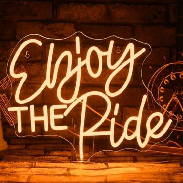 Imagem de NOSUN Placa neon RNJOY THE RIDE, letreiros de néon esportivos, logotipo de academia, decoração de academia em casa, luz neon de fitness, presente para ciclista, placa neon de ciclismo