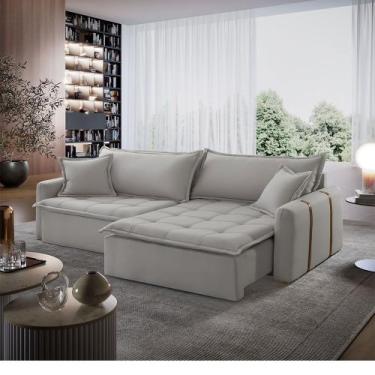 Imagem de Sofá Cama Arizona Veludo em Madeira Eucalipto 230cm Braço 15 cm Meu So