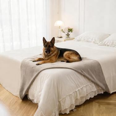 Imagem de Secfeeling Cobertor impermeável para sofá, cobertor lavável para cães, cobertor macio para sofá, protetor de cama para cachorro, gato, reversível-82 x 108, cáqui + bege