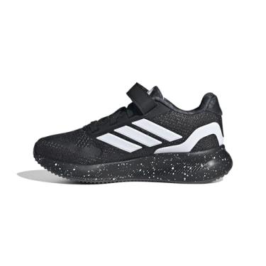 Imagem de adidas Tênis infantil Run Falcon 5 de renda elástica, Preto/branco/cinza, 11.5 Little Kid