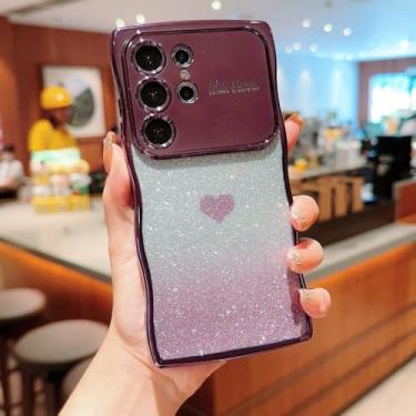Imagem de Capa de celular Love Glitter Wave com janela grande para Samsung Galaxy S25 S24 S23 S22 Ultra Plus S23 FE S24 FE S25 Edge 5