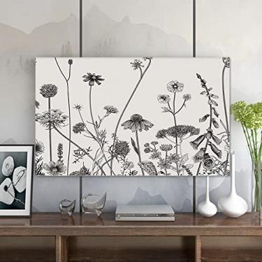 Imagem de Capa de TV para tela elástica à prova de poeira de 32-85 polegadas para TVs planas curvas de plasma LED LCD, monitores de computador e telas de mesa, protetor interno decorativo-flor-3||62 polegadas