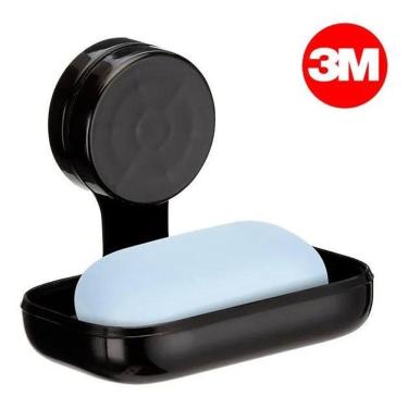 Imagem de 2X Saboneteira De Parede Banheiro 3M Suporte Sem Furo Preto