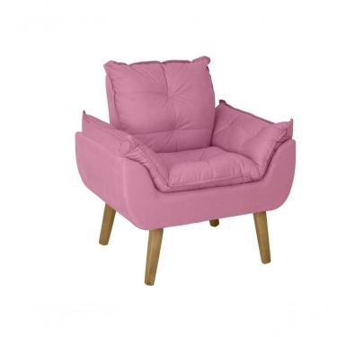 Imagem de Poltrona/cadeira Decorativa Glamour Opala Com Pés Quadrado Rosê