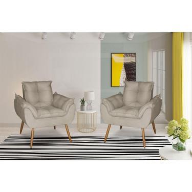 Imagem de Kit 2 Poltronas Opala Decorativa Suede Bege