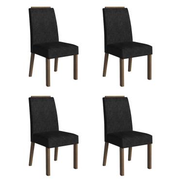 Imagem de Kit 4 Cadeiras De Jantar 4255 Com Espaldar Rustic-oxford Madesa