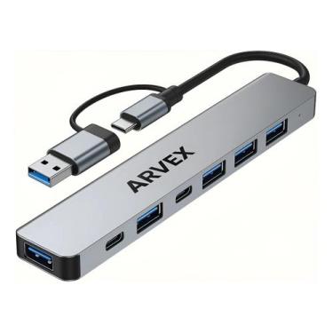 Imagem de Adaptador Hub Usb 7 Portas Usb 3.0 E 2.0 Cabo Tipo C Thunderbolt 5 Gbp